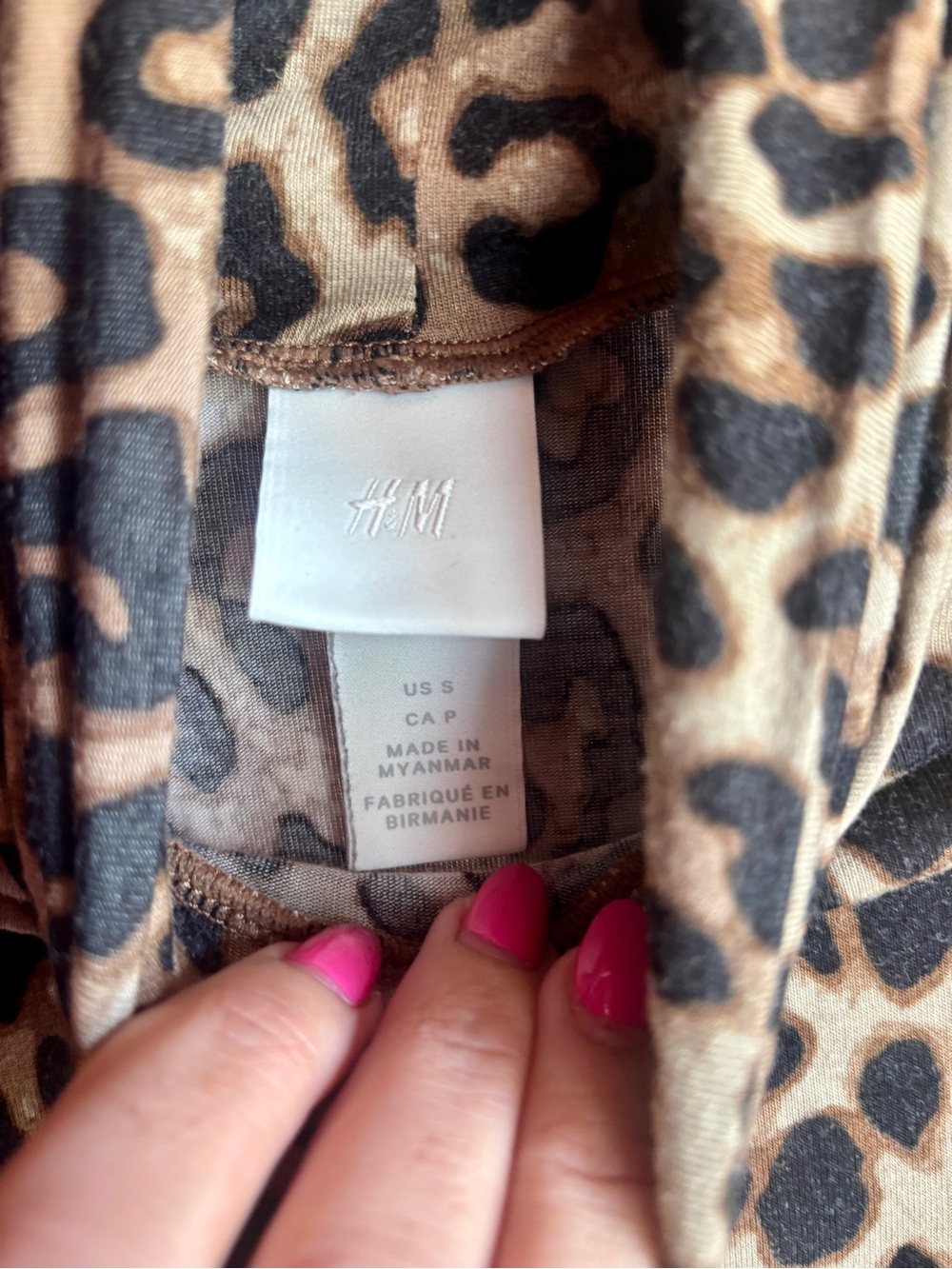 h&m leopard print turtleneck long sleeve fitted top size small y2k mob wife euc - Picture 5 of 7